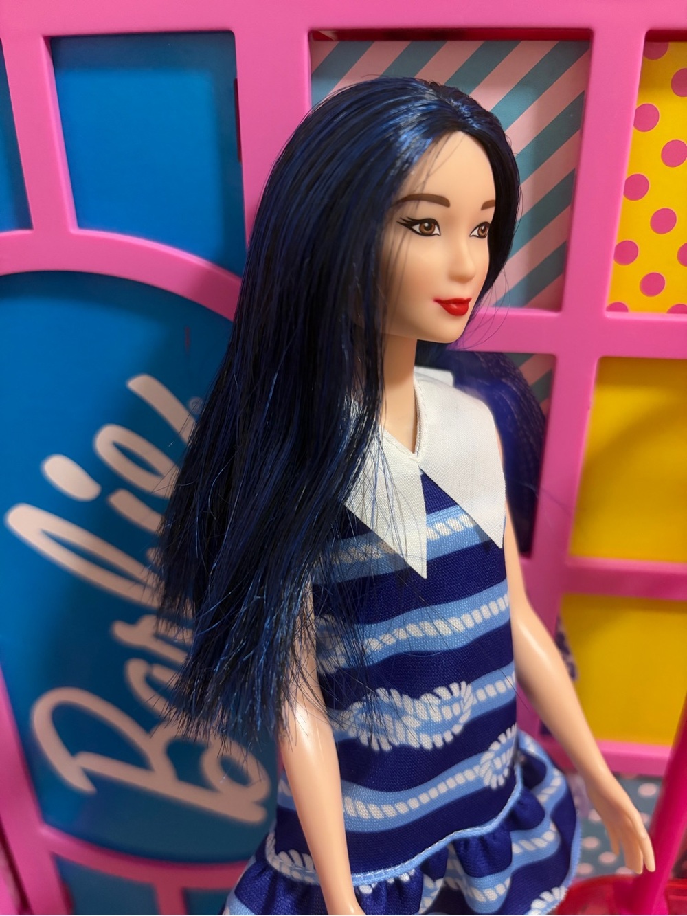 Barbie Navy and White Striped Sailor Dress Doll